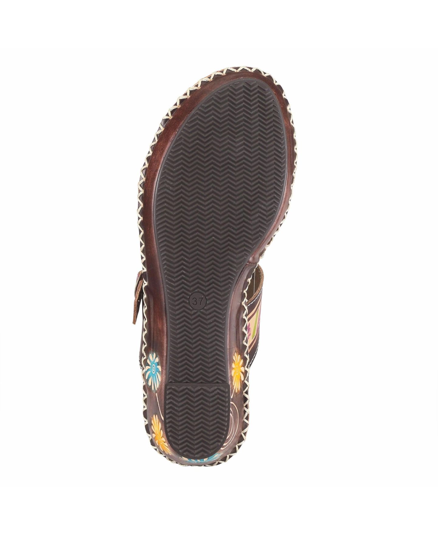 Женские сандалии L'Artiste Spring Step Santorini Wedge Toe Ring Sandal with Vamp, цвет: Коричневый нубуковый — фото 7