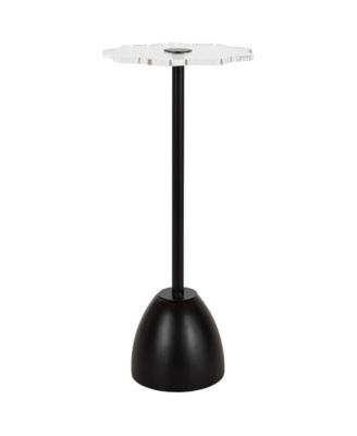Acari Scalloped Drink Table Decorative End Table with Scalloped Acrylic Tabletop for Use as Small Plant Stand or Living Room Accent