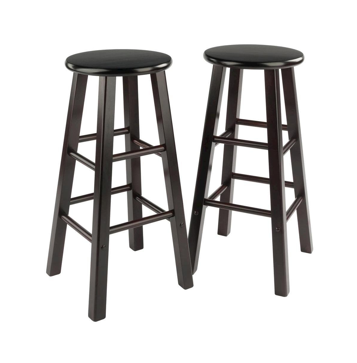 FurniFact 2-Piece Bar Stool Set, Round Seat, 29 Inch Height, Solid Wood