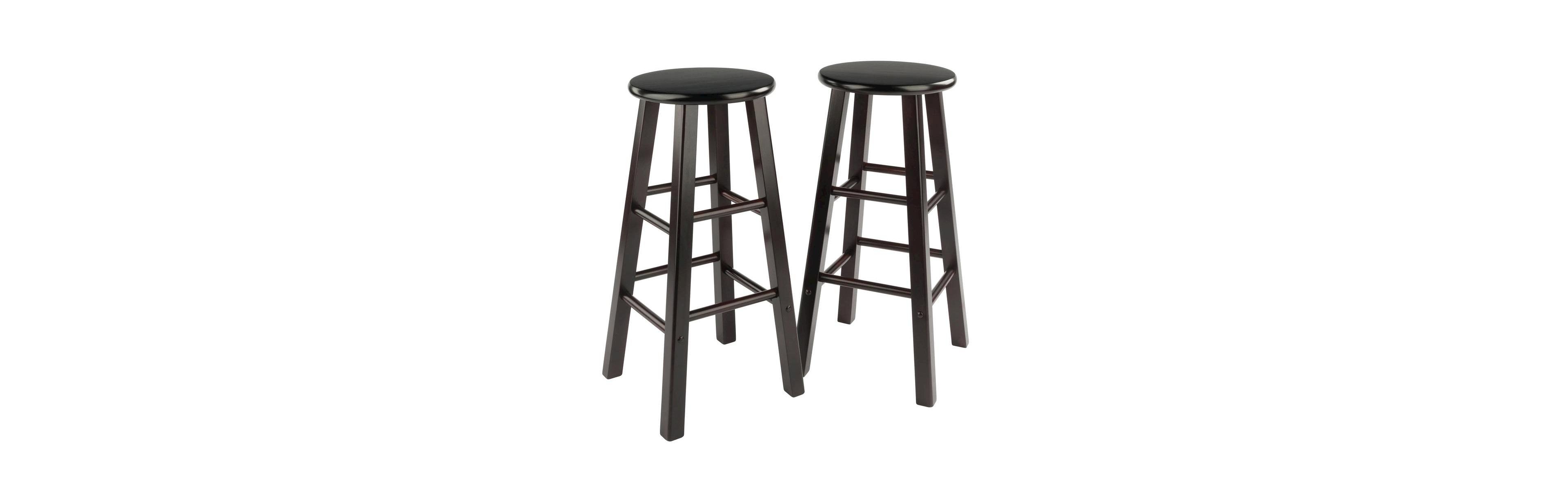 FurniFact 2-Piece Bar Stool Set, Round Seat, 29 Inch Height, Solid Wood