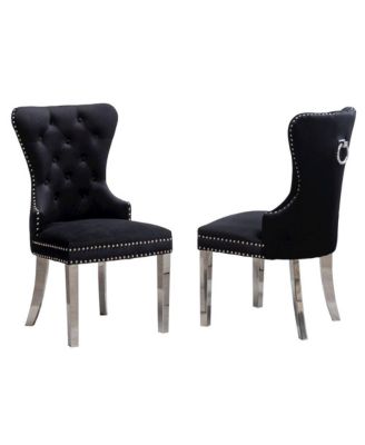 Montura Contemporary Tufted Velvet Chair with Nailhead Trim, Set of 2