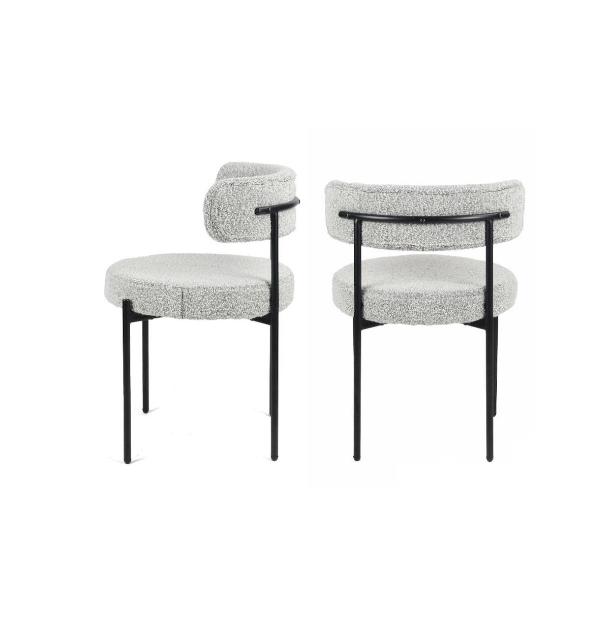 Roundhill Furniture Burbank Modern Round Boucle Dining Chairs