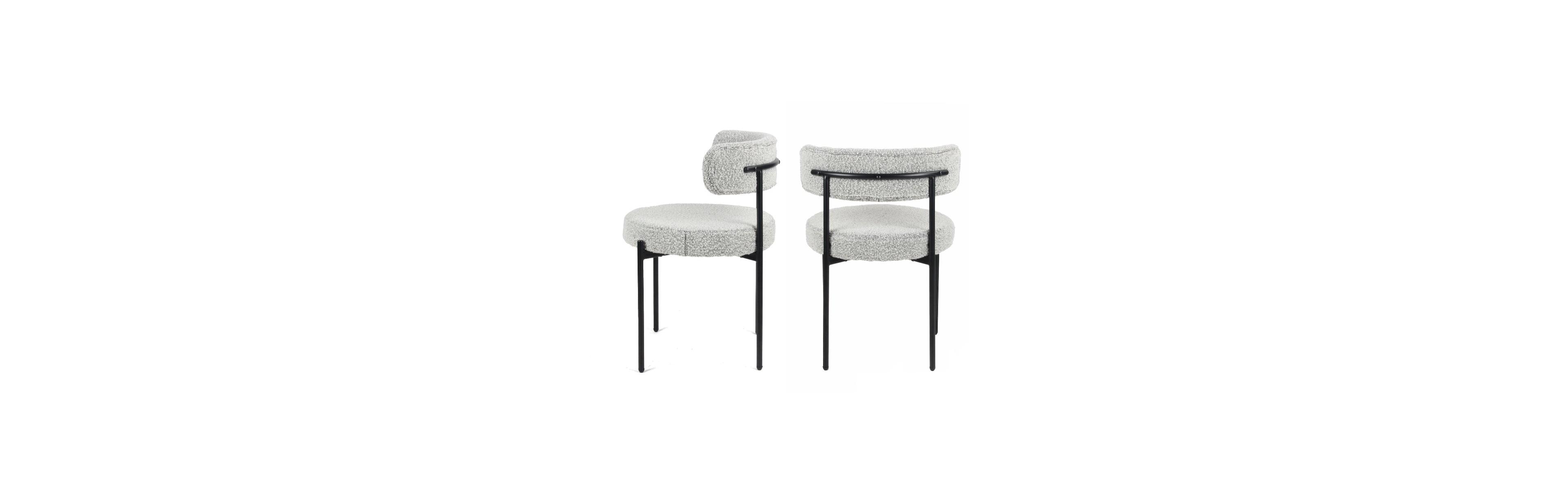 Roundhill Furniture Burbank Modern Round Boucle Dining Chairs