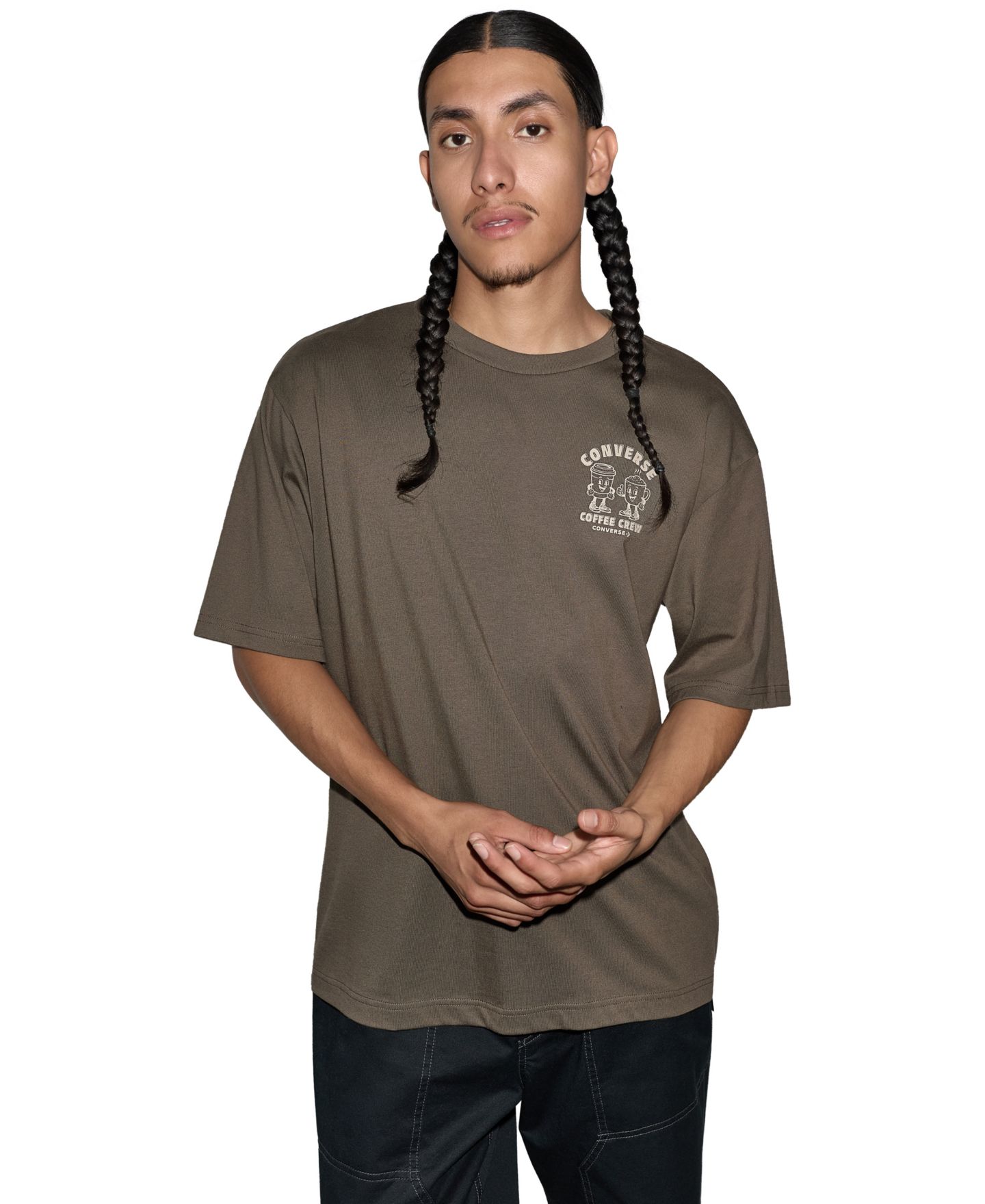 Мужская футболка Converse Coffee Crew Graphic Crewneck, цвет: Трюфельный — фото 2