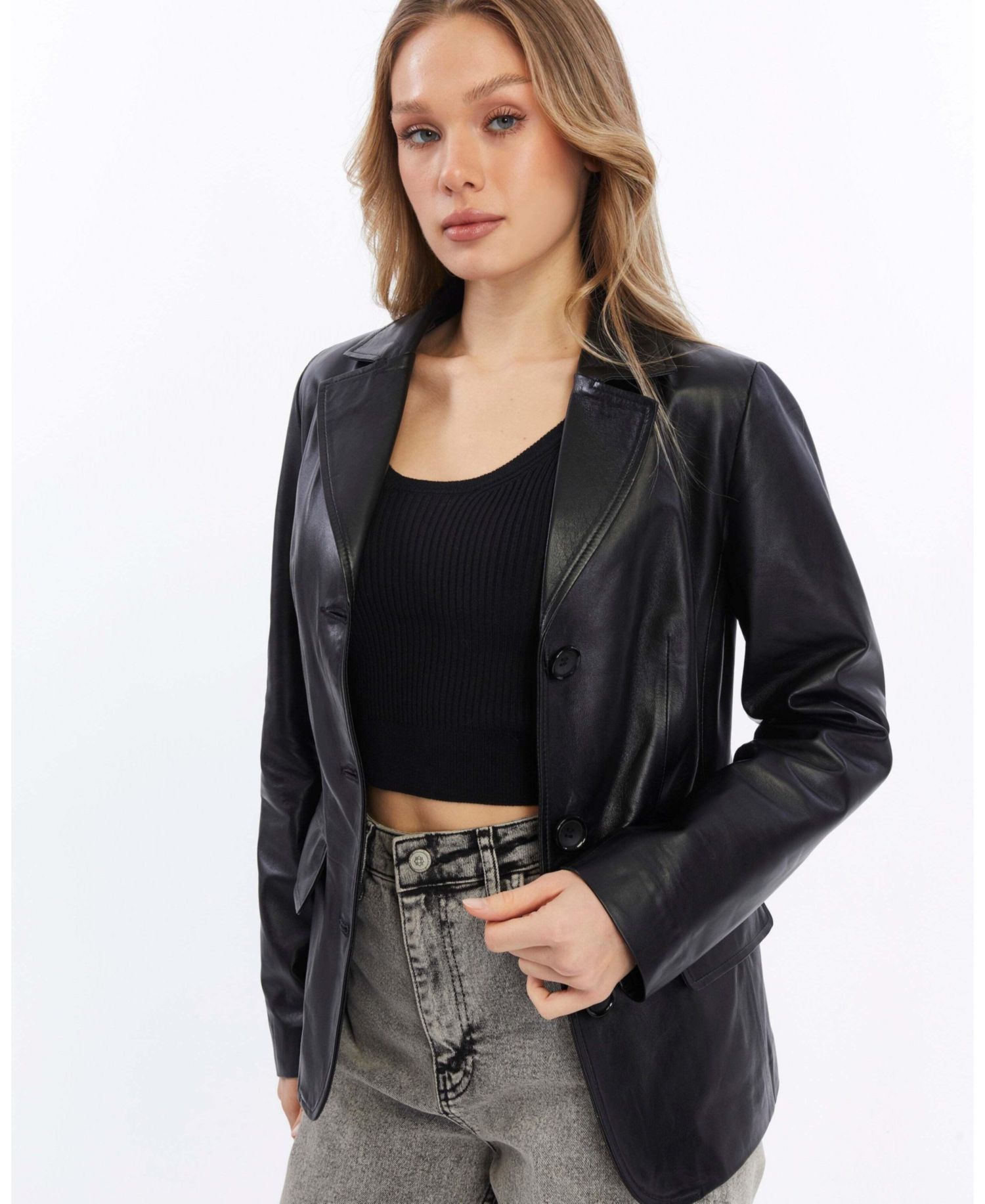 Women's Esther Leather Blazer Jacket