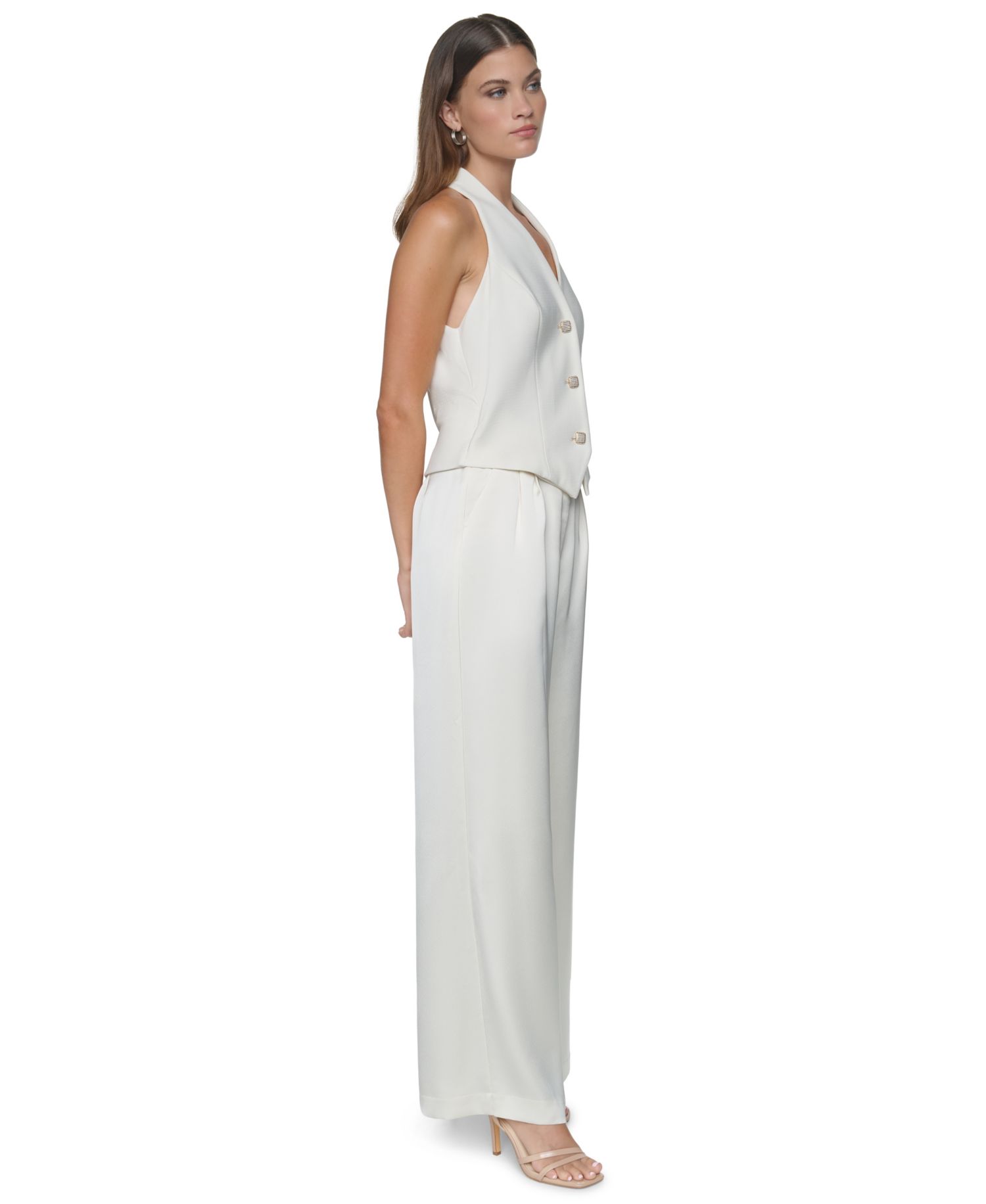 Women's Halter V-Neck Wide-Leg Jumpsuit