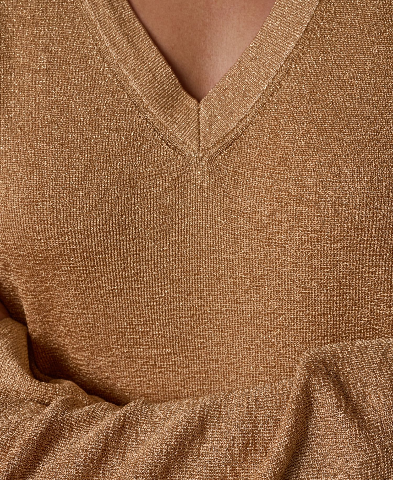 Women's Long-Sleeve Metallic V-Neck Sweater