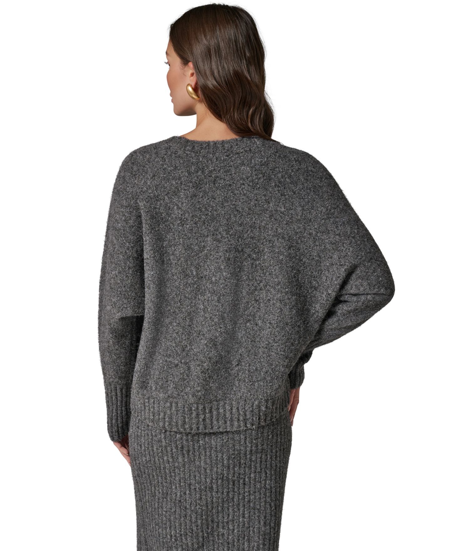 Женский свитер Donna Karan New York Drop-Shoulder Loose-Fit Crewneck, цвет: Меланжевый угольный — фото 7
