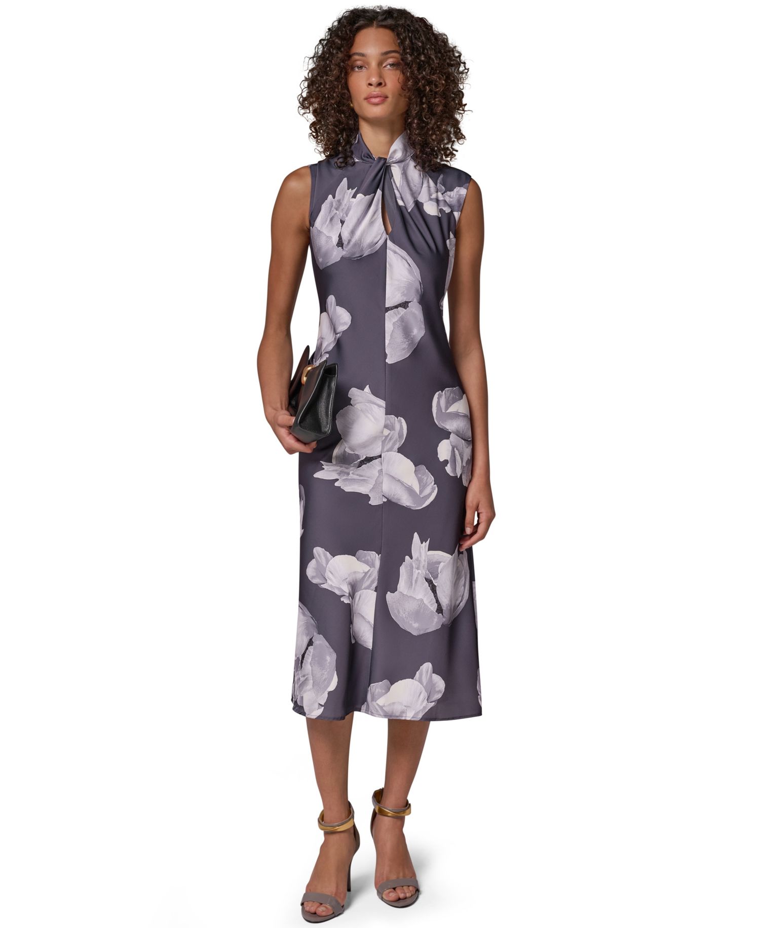 Women's Floral-Print Cap-Sleeve Midi Dress