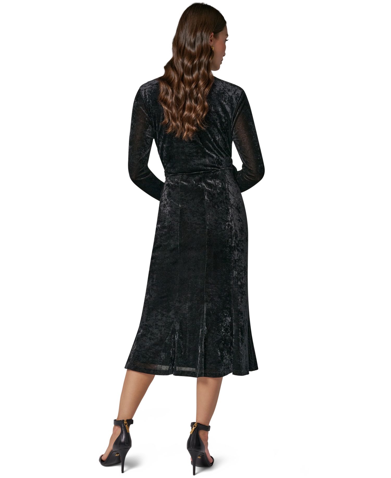 Women's Stretch High-Waisted Velvet Midi Skirt