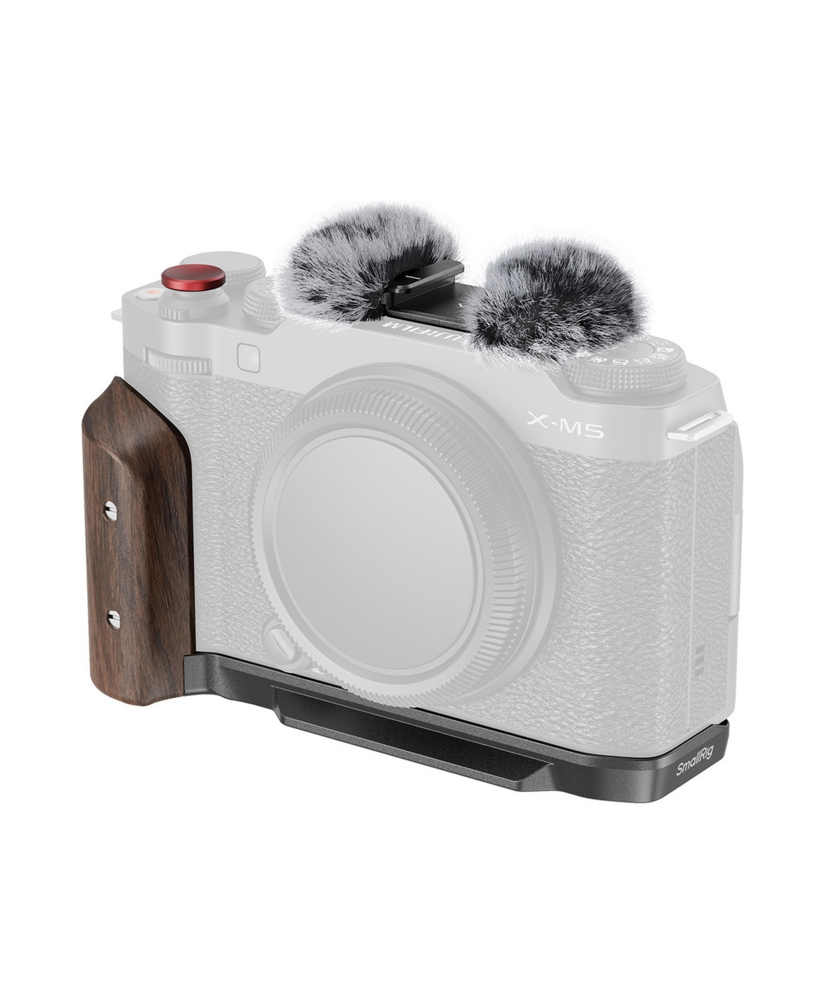 SmallRig L-Shape Mount Plate with Wooden Handle for Fujifilm X-M5 Camera, Black - Black