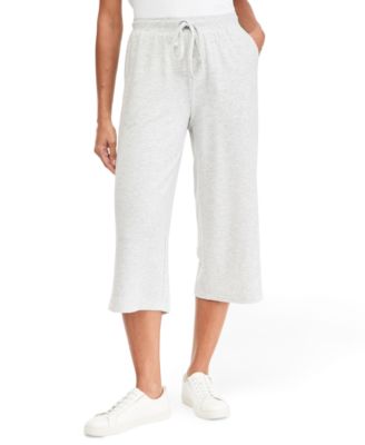 Petite LuxLounge Wide-Leg French Terry Capris