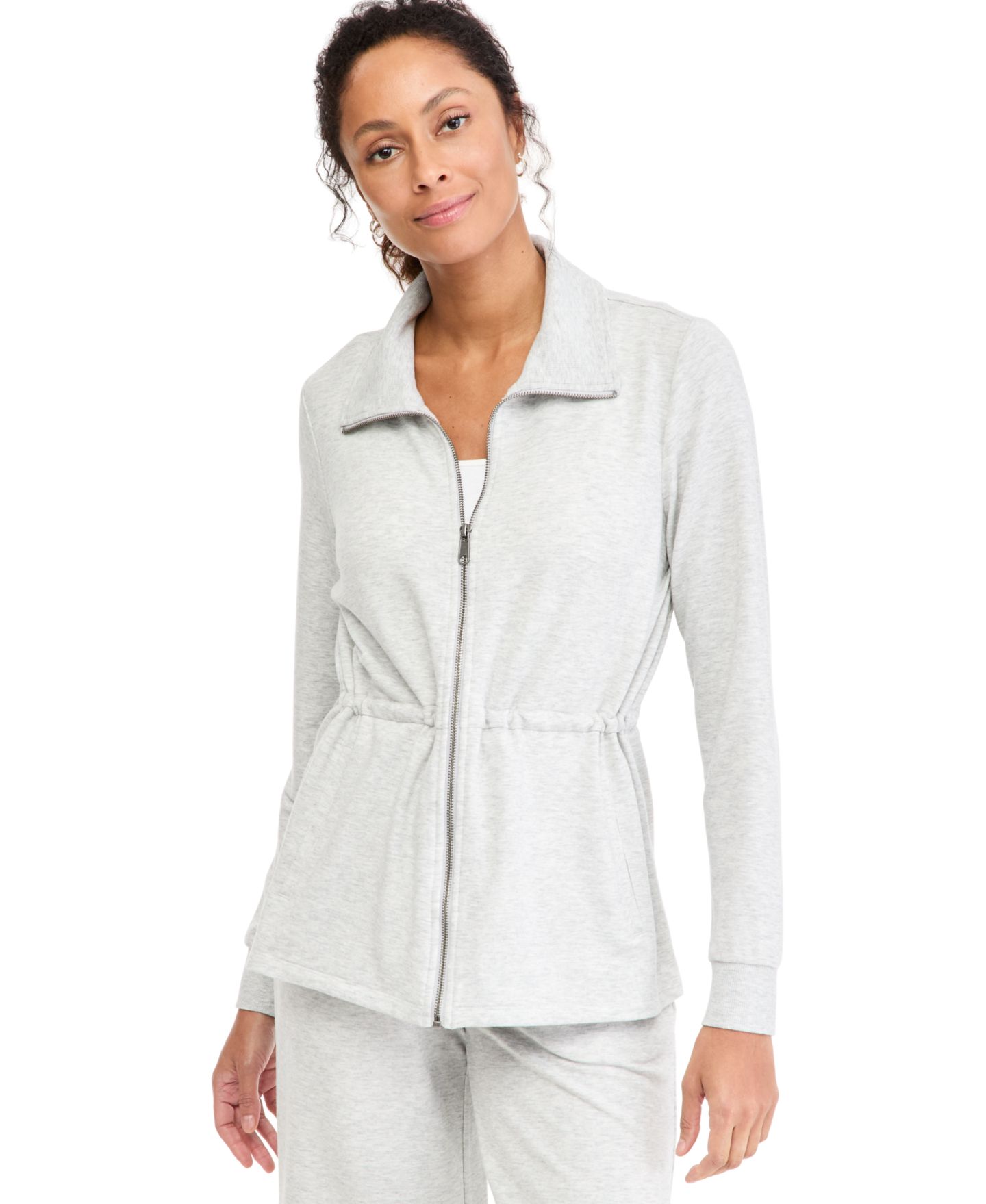 Женская куртка Style & Co Petite LuxLounge Full Zip French Terry, цвет: Сланцевый меланжевый серый — фото 1