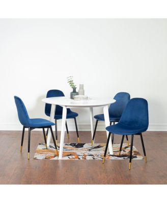 Lassan Contemporary 5-Pices Dining Set, White Round Dining Table and 4 Chairs