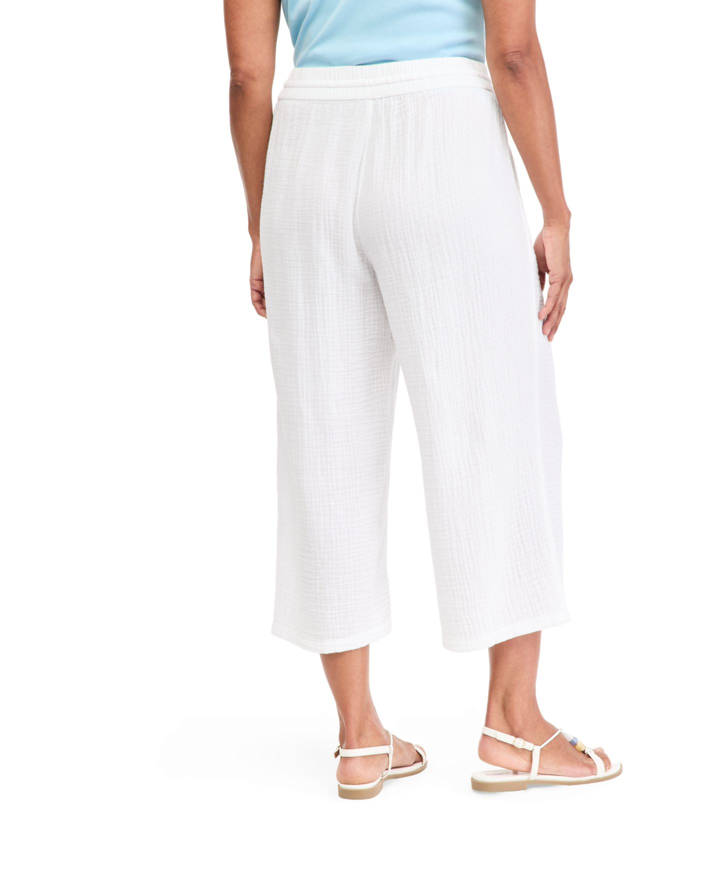 Женские брюки Style & Co Cotton Gauze Wide-Leg Pull-On Capris, цвет: Яркий белый — фото 4