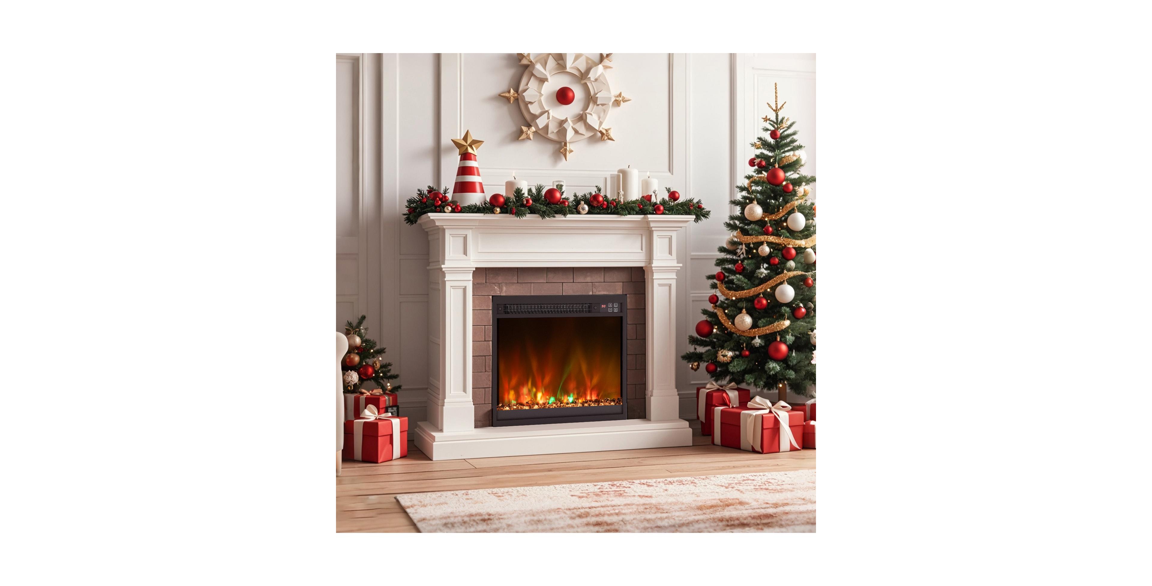 Boyel Living Electric Fireplace Insert, 23-Inches, Metal and Glass, Remote Control, 8 Flame Colors, 3 Brightness Levels, 5 Speeds, 1500 5120 B