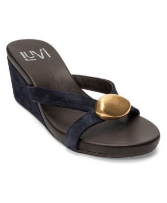 Forever and Always Shoes Women's Caterina Leather Wedge Sandal