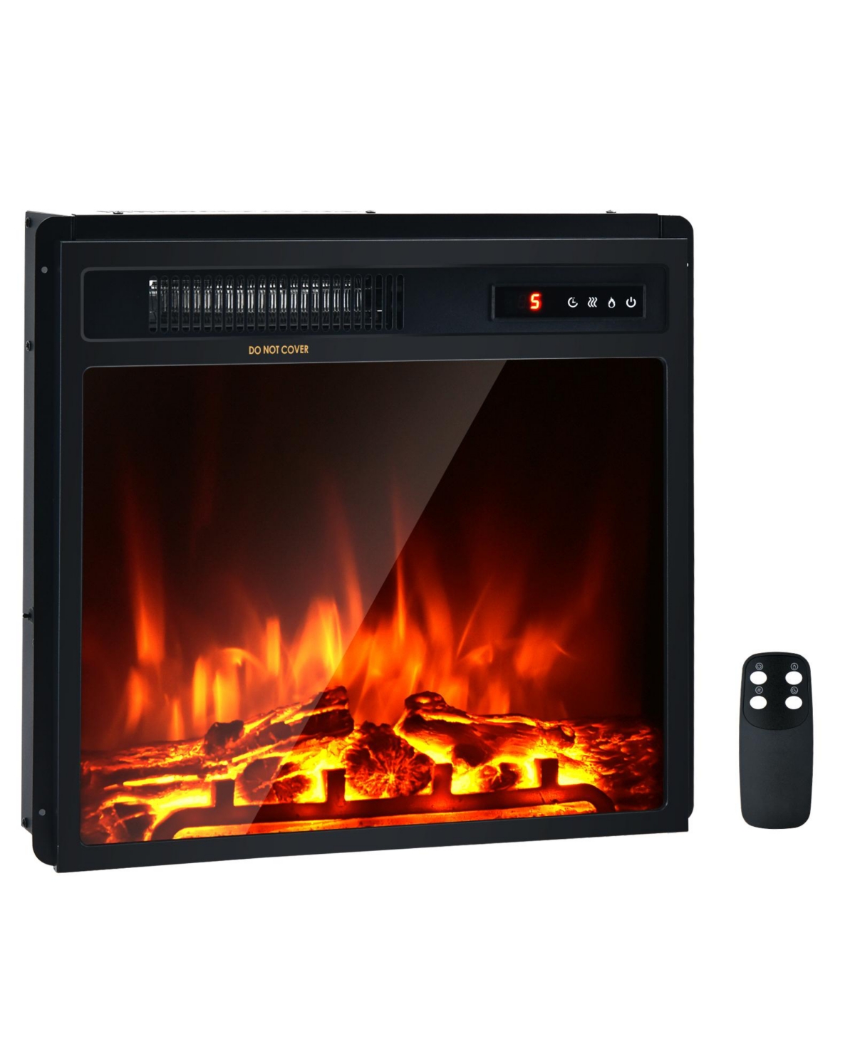Boyel Living 18" Electric Fireplace Freestanding Recessed, 750 1500W Thermostat Timer, Realistic Flame