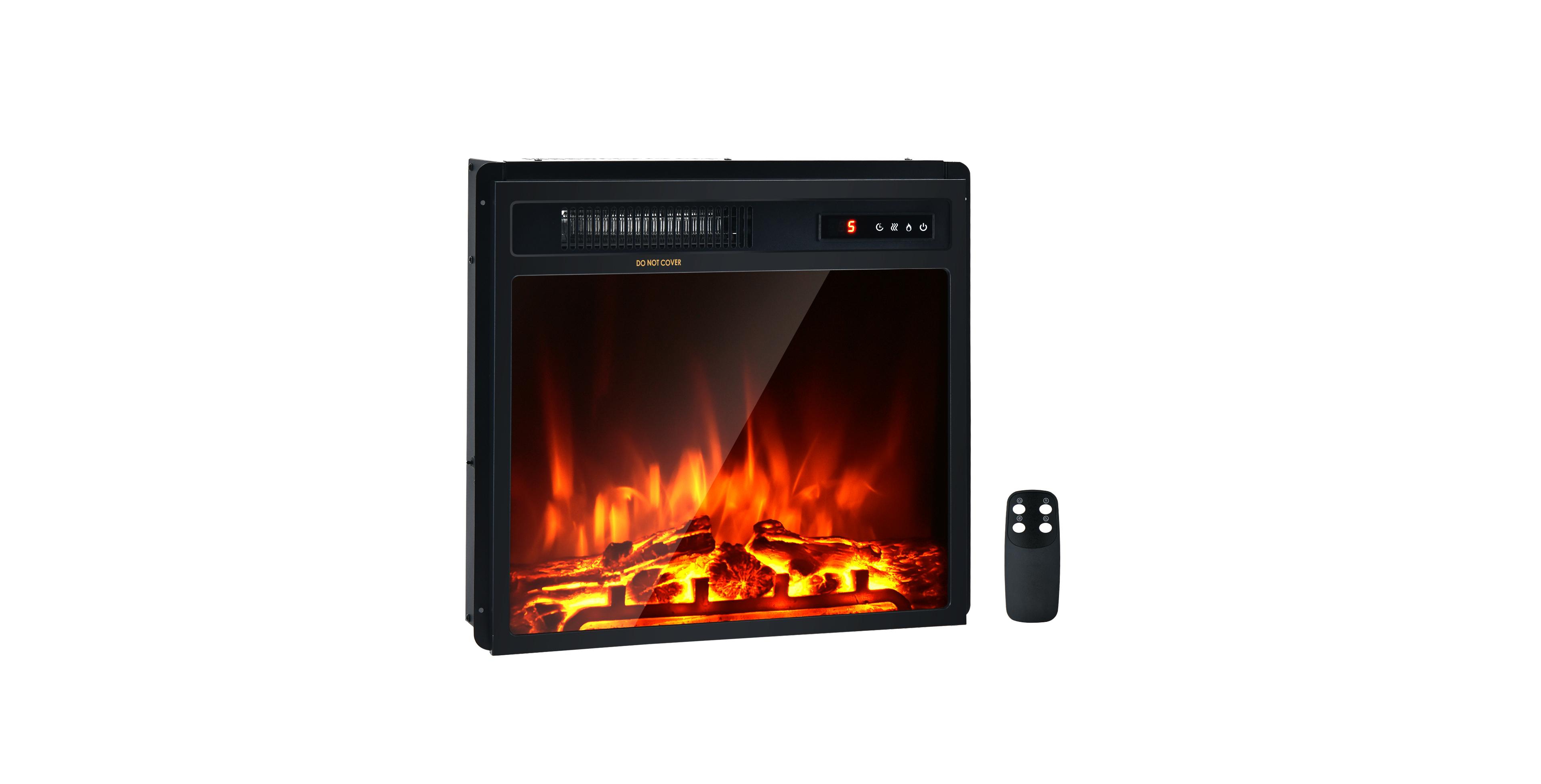 Boyel Living 18" Electric Fireplace Freestanding Recessed, 750 1500W Thermostat Timer, Realistic Flame