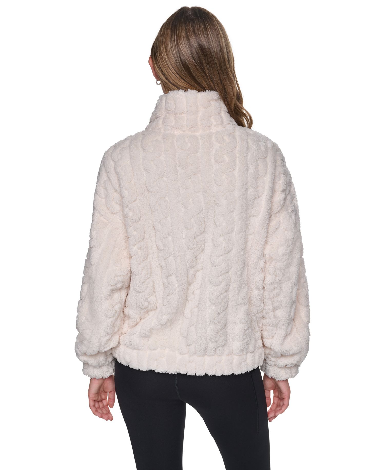 Women's Cable-Patterned Sherpa Full Zip Jacket