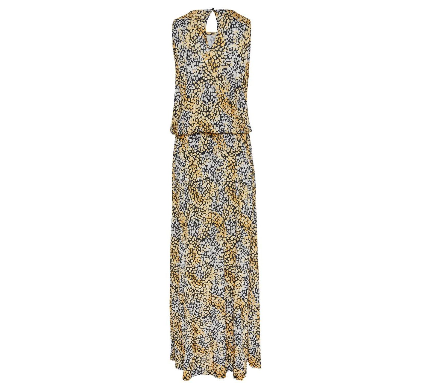 Женское платье Lascana Viscose Printed Side Slit Column Elastic-Waist Maxi, цвет: Чёрный / Жёлтый — фото 7