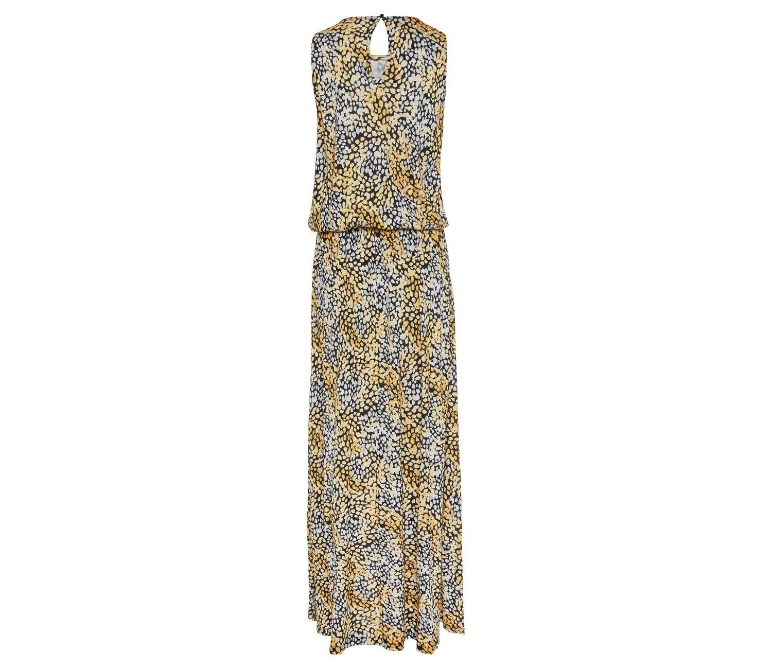 Women's Viscose Printed Side Slit Column Elastic-Waist Maxi Dress