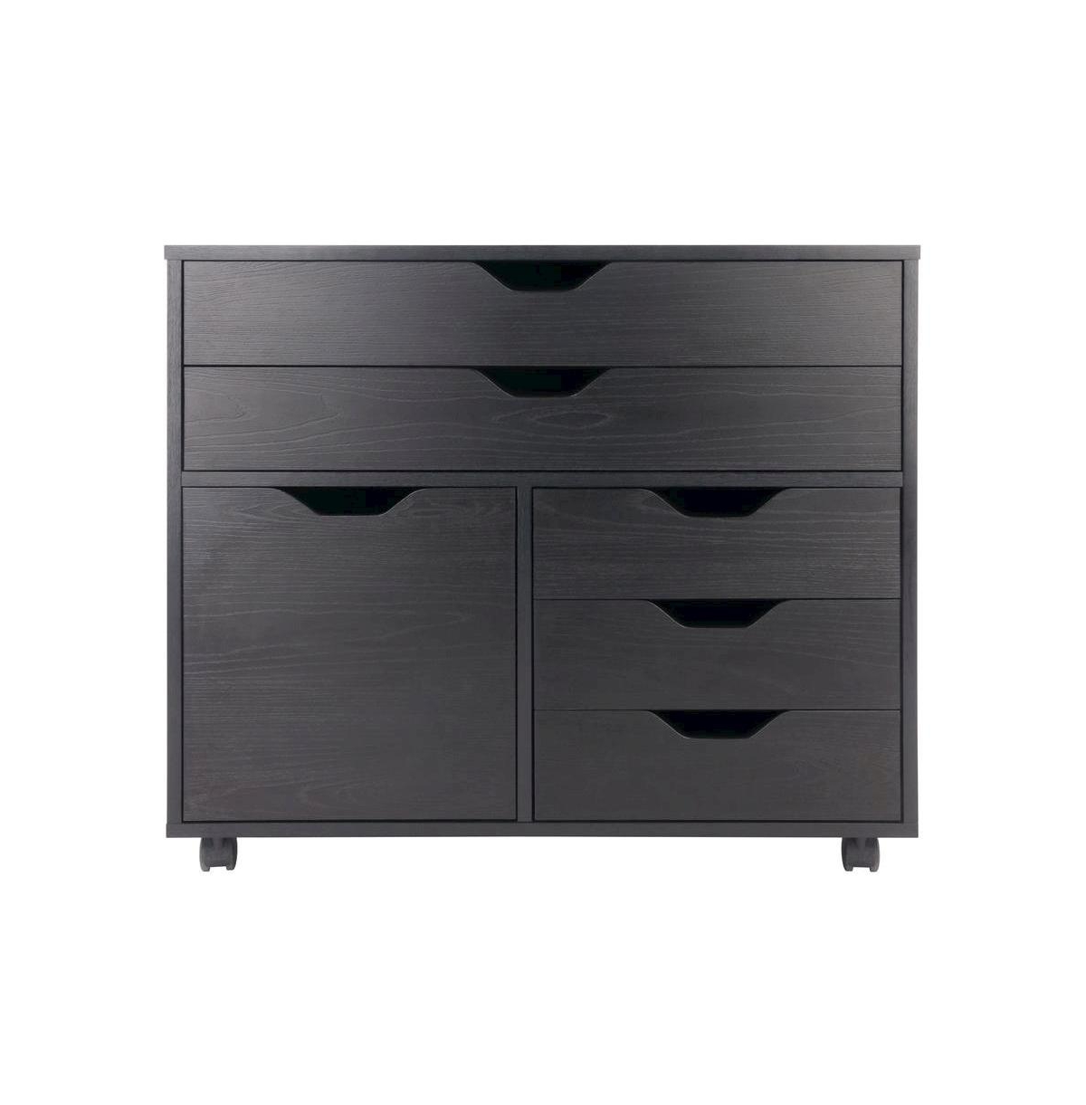 FurniFact Black Office Storage Cabinet With Drawers