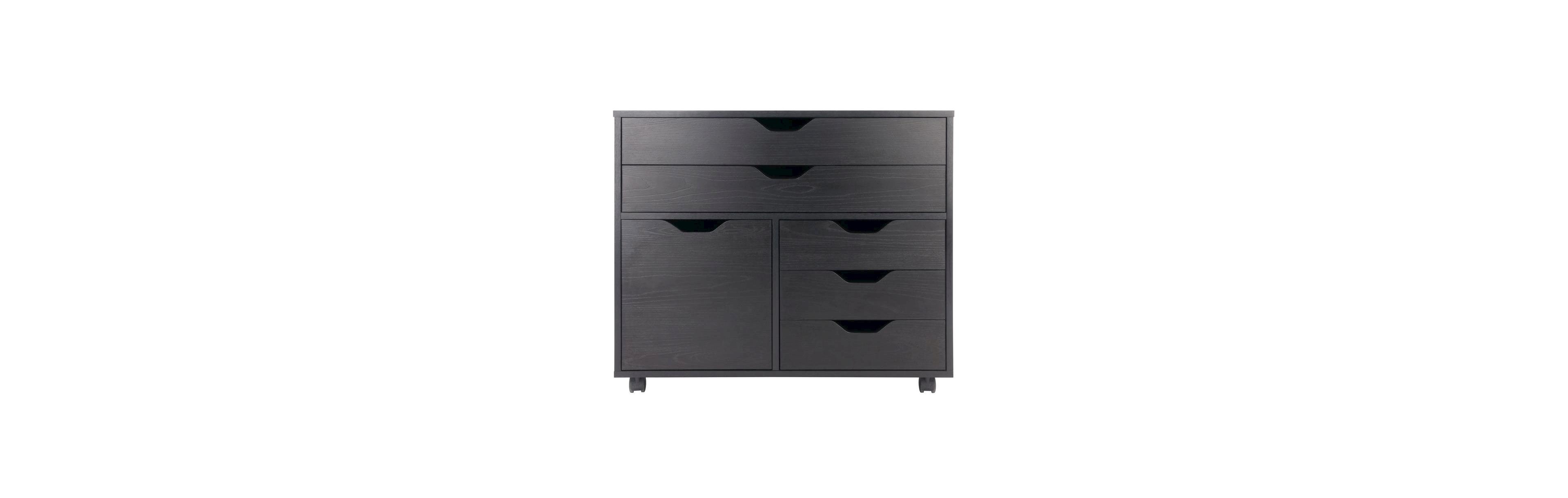 FurniFact Black Office Storage Cabinet With Drawers
