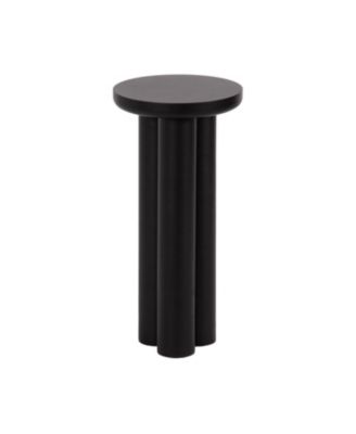 Pylar Round Drink Table Mini Table with Chunky Pillar Base for Use as Pedestal Plant Stand Indoors or Small Nightstand