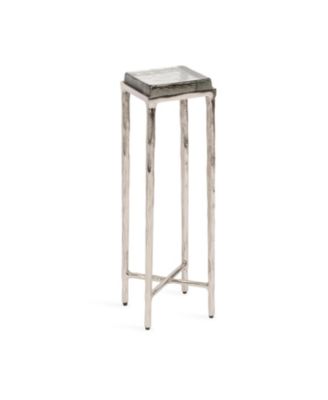 Julielle Glass Drink Table Unique Chunky Glass Tabletop, Mini Table for Small Spaces or Indoor Plant Stand