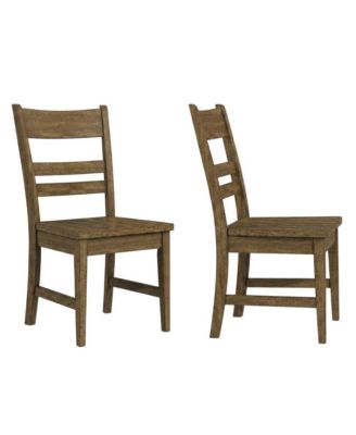 Toasted Java Ladderback Side Chairs with Wood Seats, Transitional Style Set of 2