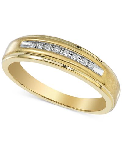 Men's Diamond Band (1/10 ct. t.w.) in 10k Gold - Rings