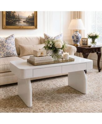 47.24" Wooden Coffee Table with 2 Hidden Drawers