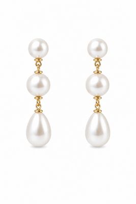 Imitation Pearl Studio Bride Triple Drop Earrings