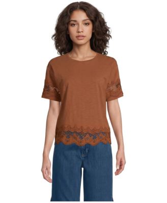 Women's Short Sleeve Slub Jersey Cutwork T-Shirt