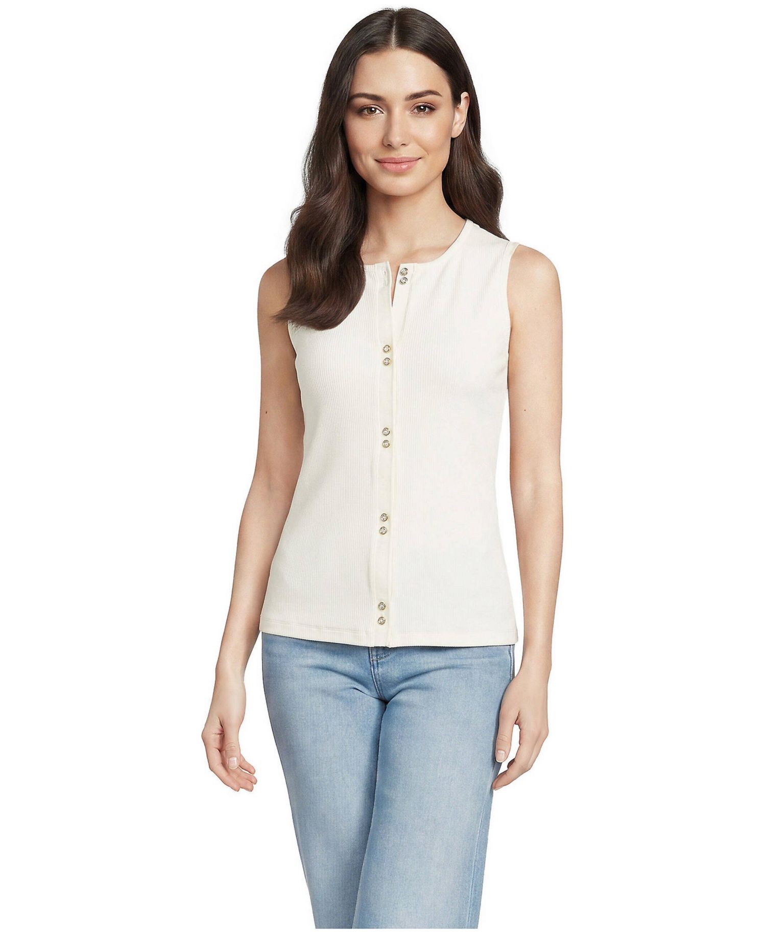 Women's Ribbed Button Tank