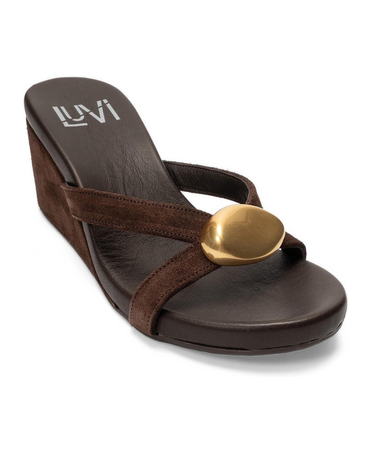 Forever and Always Shoes Women's Caterina Leather Wedge Sandal