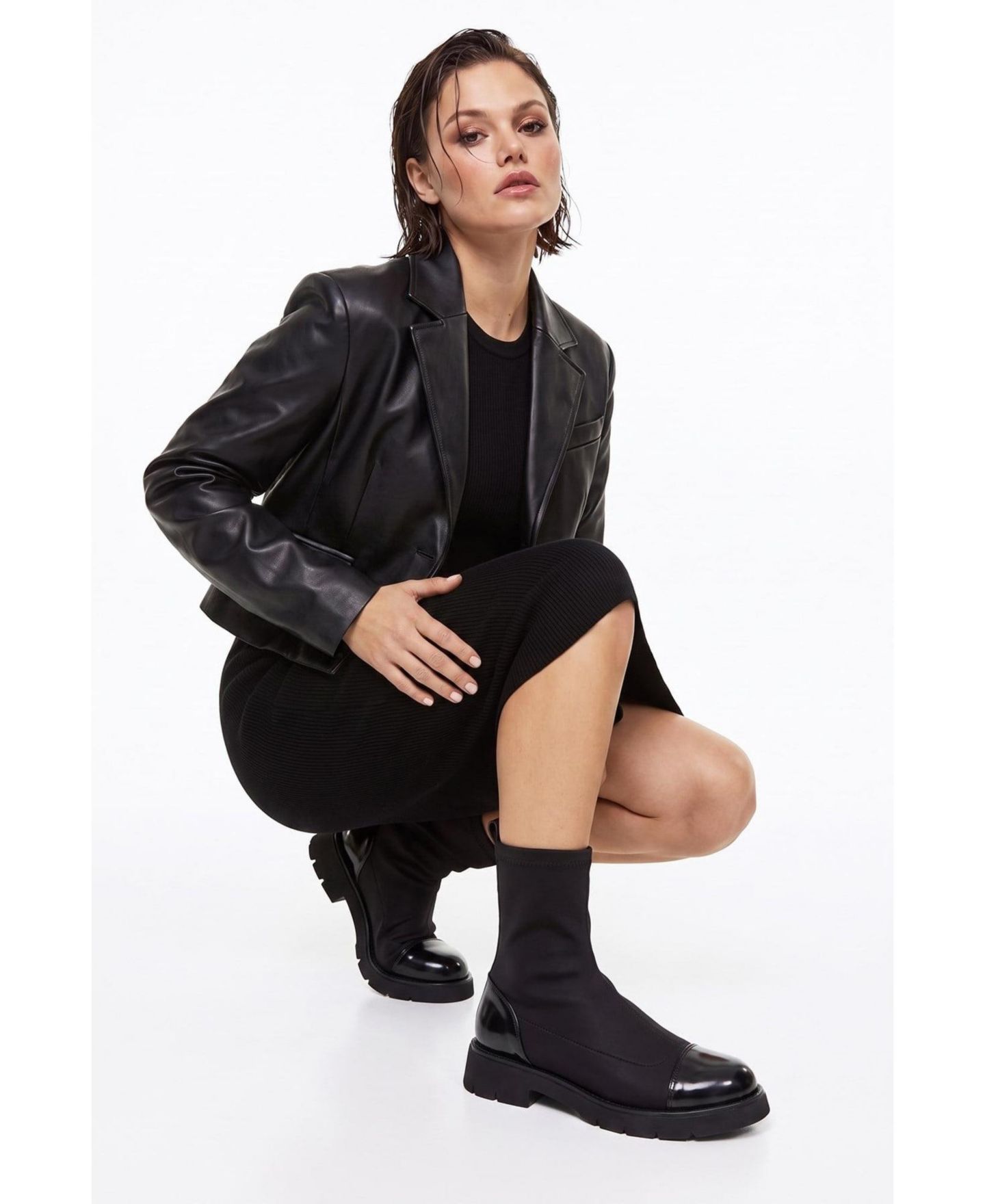 Женские ботинки-носки Prologue Shoes Talessia из скуба на устойчивом каблуке, цвет: Чёрный — фото 5