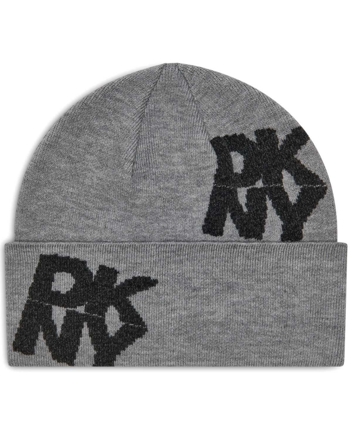 Dkny Chenille Block Knit Logo Stretch Fit Beanie - Feather