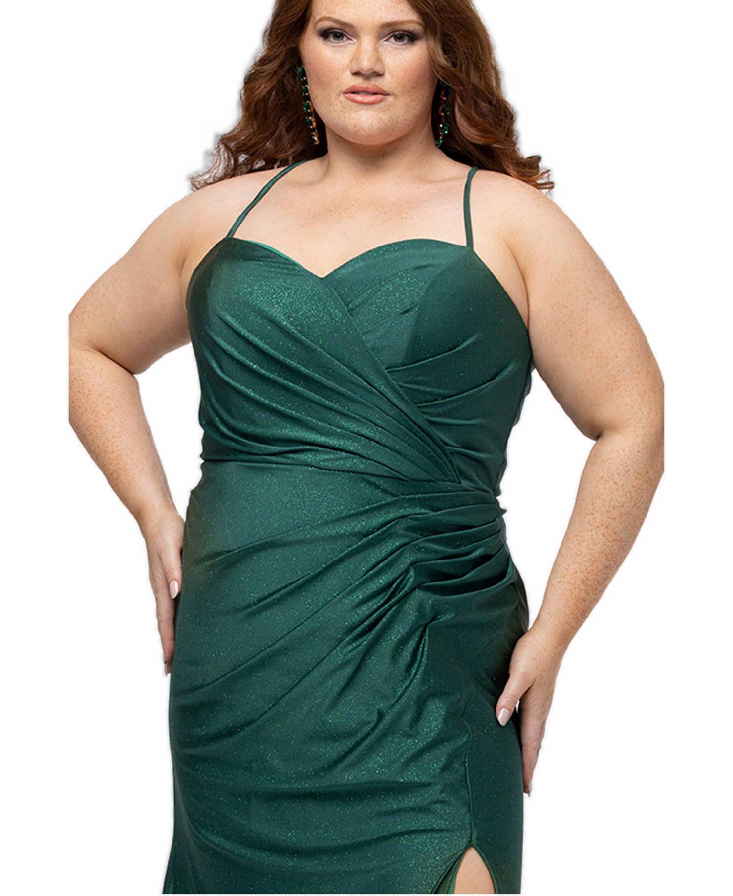 Plus Size Scene Changer Fitted Sparkly Sweetheart Neck Gown