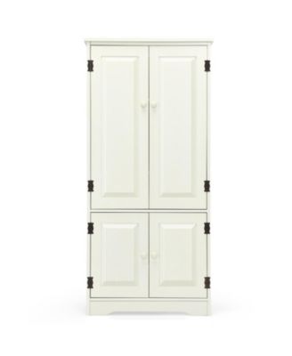 Accent Storage Cabinet with Adjustable Shelves Antique Style Four Door 49 Inch Freestanding Cupboard