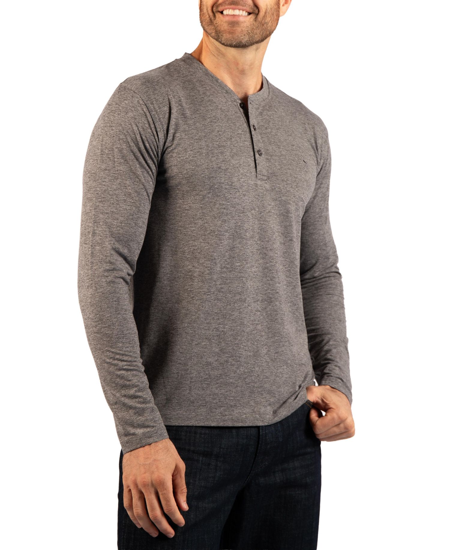 Men's Brushed Melange Long-Sleeve Henley