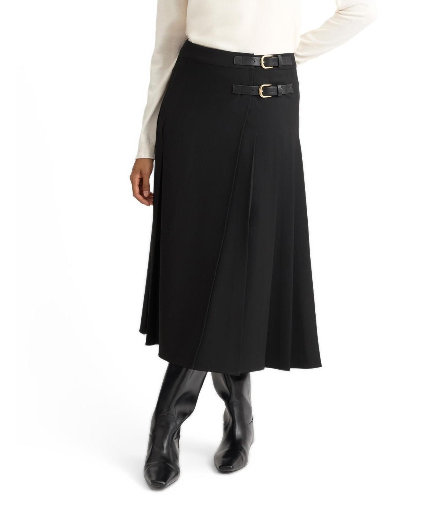 Женские юбки Albaray Pleated A-Line Midi Tailored Kilt, цвет: Чёрный — фото 1