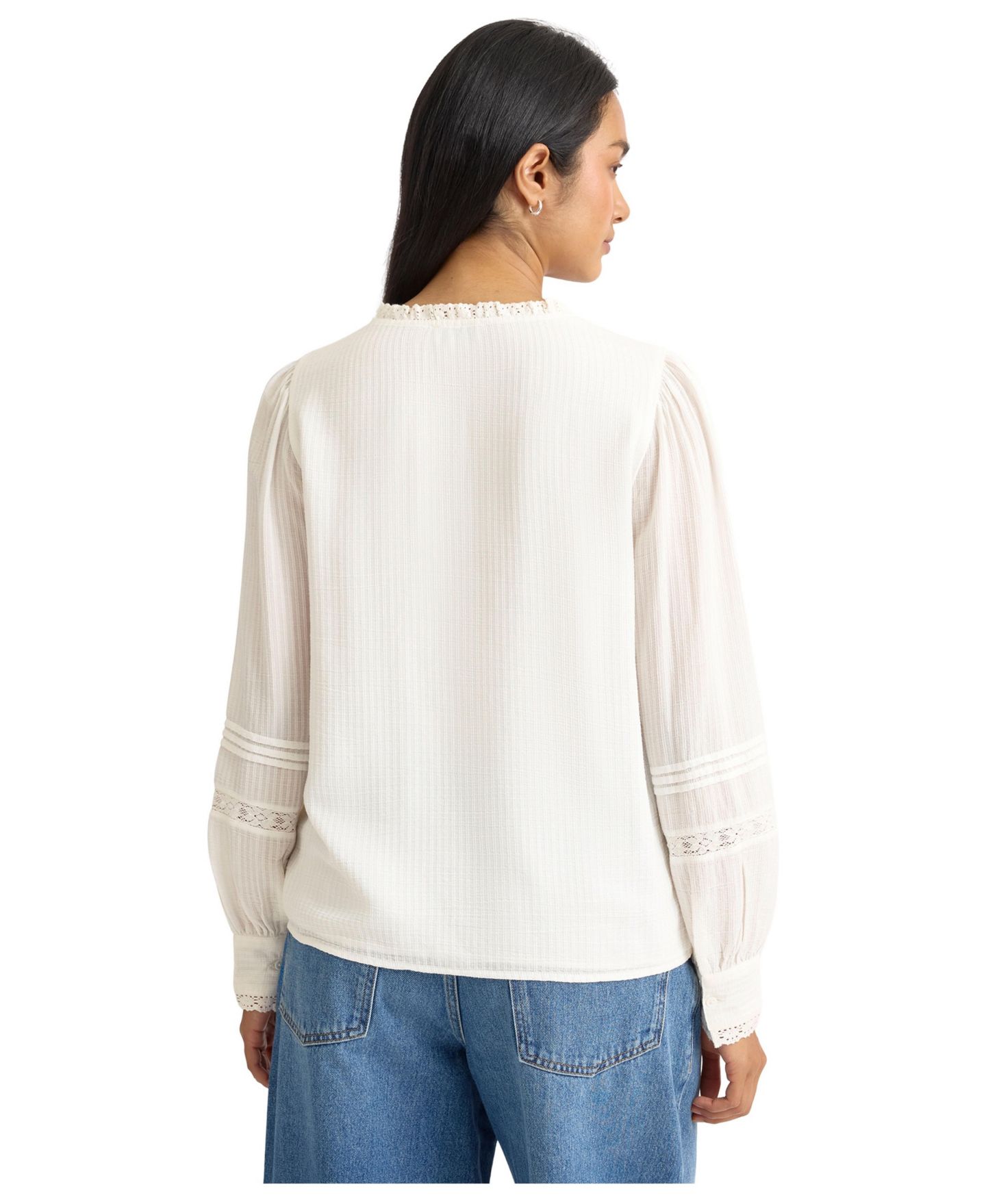 Женская блузка Albaray Long-Sleeve V-Neck Lace-Trimmed, цвет: Кремовый — фото 5