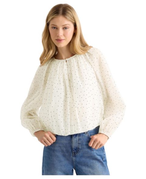 Женская блузка Albaray Polka-Dot Bubble-Hem, цвет: Кремовый