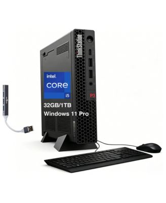 ThinkStation P3 Tiny Mini Desktop (Intel i5-13500, 32GB DDR5, 1TB PCIe SSD, Win 11 Pro) with USB Hub