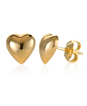 image of Dimensional Heart Stud Earrings in 10k Gold