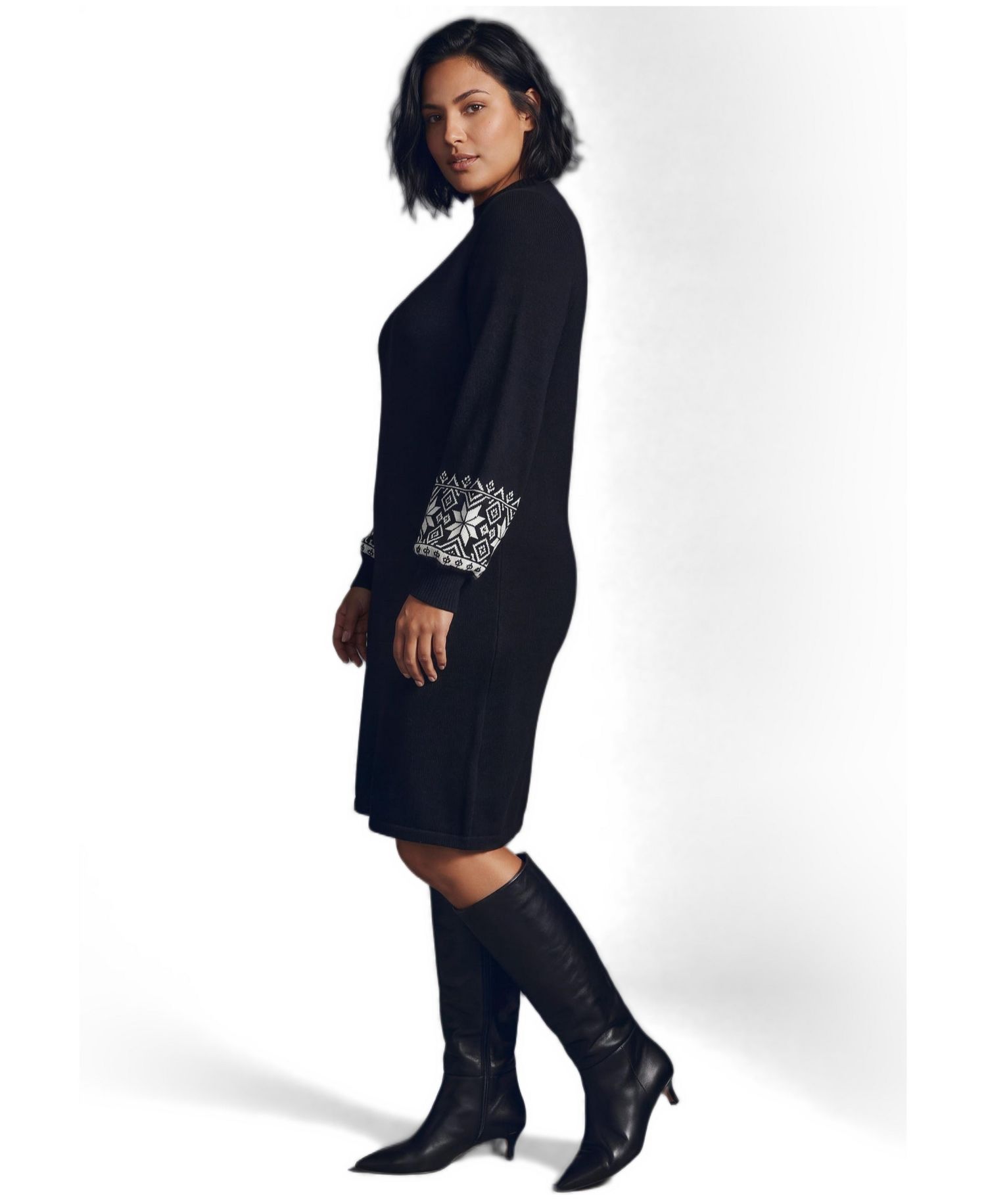Plus Size Farrah Mock Neck Fair Isle Dress