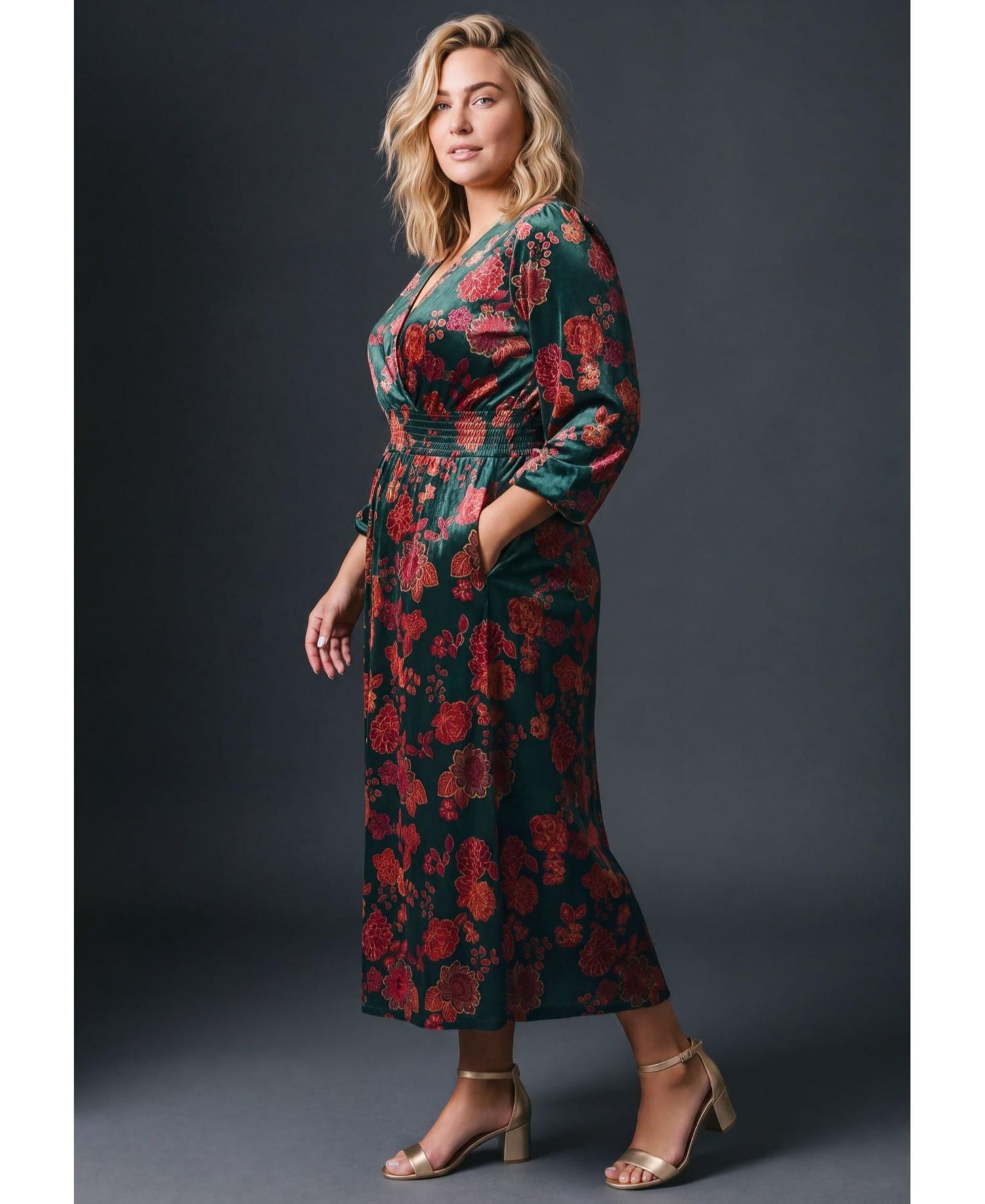 Plus Size Adia Velvet Maxi Surplice V-Neck Dress
