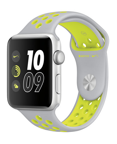 Apple Watch Nike+ 42mm Silver-Tone Aluminum Case with Flat Silver-Tone/Volt Nike Sport Band